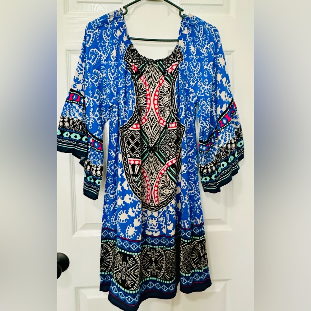 Flying Tomato Blue and Black Bell Sleeve Sundress